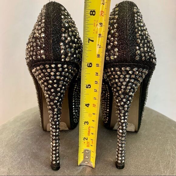 Desire By Jacobies Silver Rhinestone Embellished Platform pump high heels size 7 - Picture 7 of 10